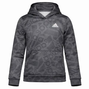 Adidas Youth XL 18/20 Hoodie Gray All Over Logo Print Lightweight Pullover